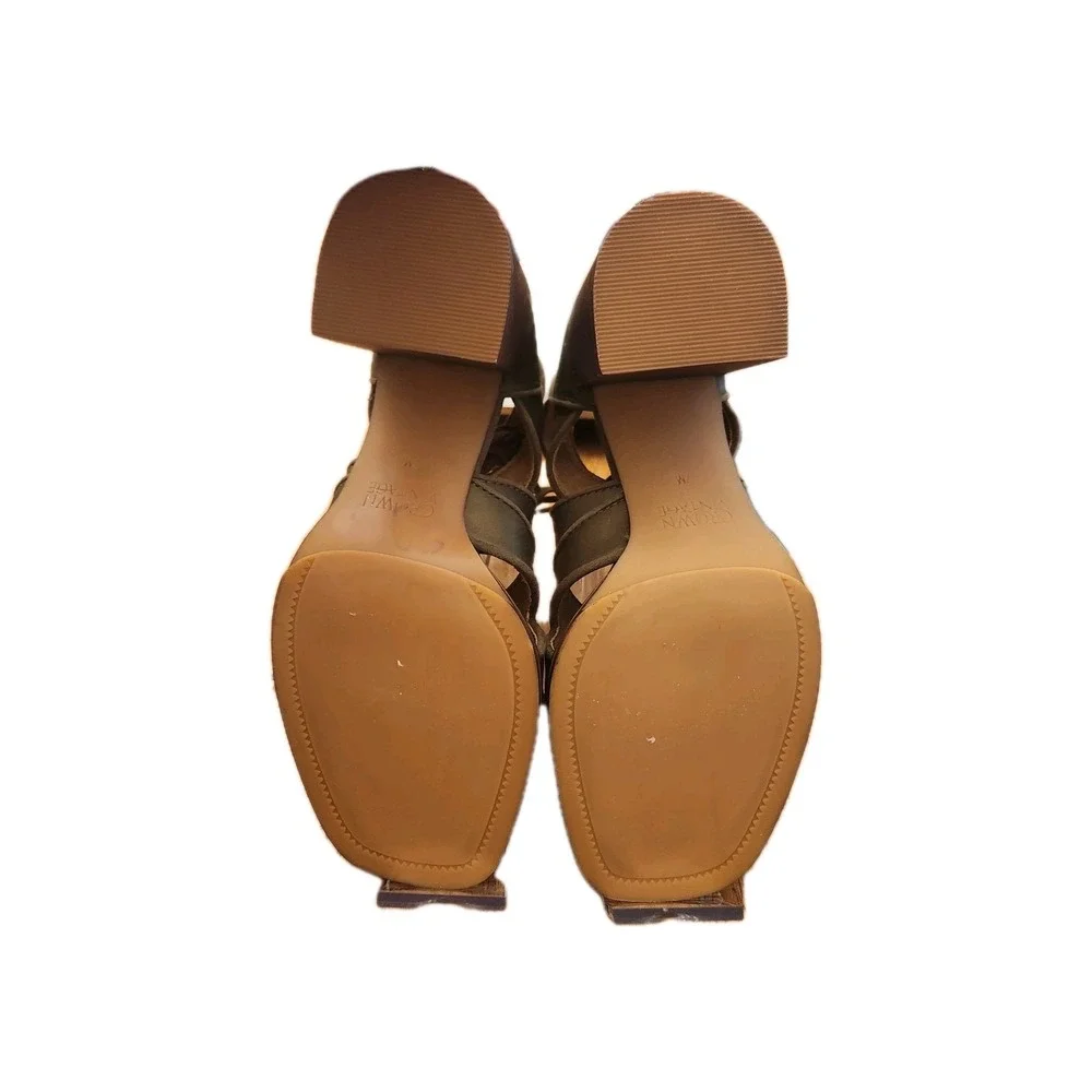 Crown Vintage Danny Green Suede Gladiator‎ Sandals Stacked Heel Booties size 7M